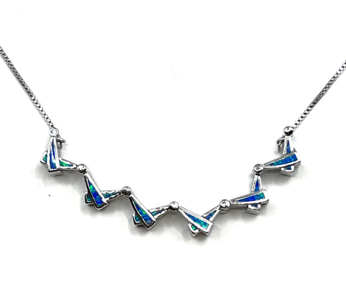 Sterling with Opal Star Of David Opening Magnetic Necklace